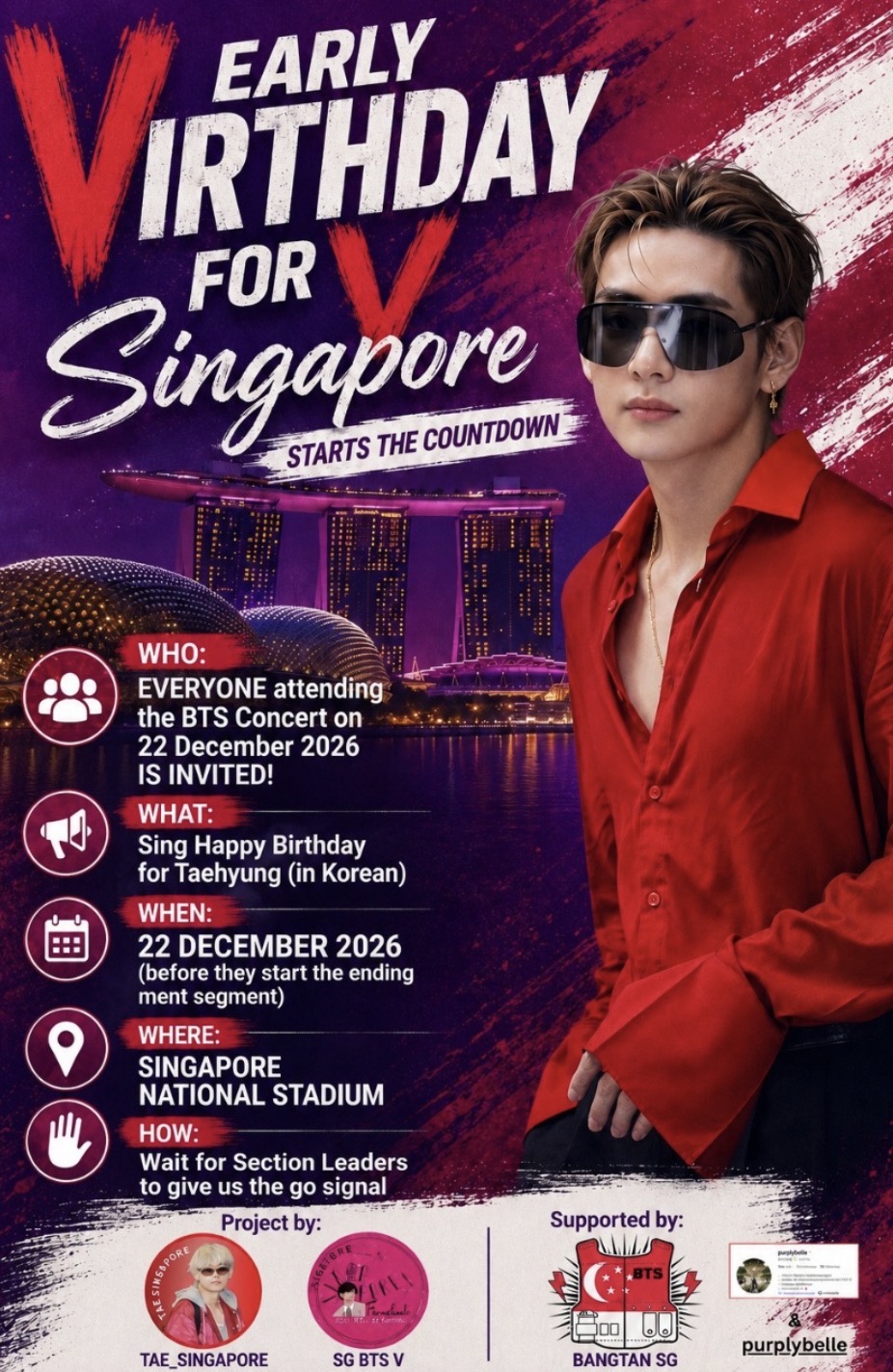 Early Virthday for V Singapore — event details poster